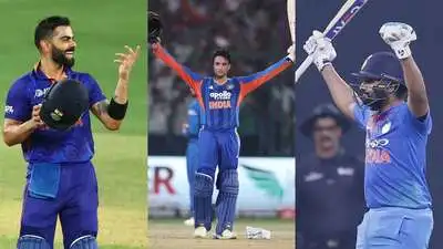 Virat Kohli, Abhishek Sharma and Rohit Sharma (Image credit: Agencies)