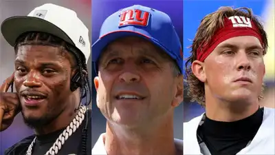 From Lamar Jackson to Jaxson Dart (Image via Getty: Lamar Jackson, John Harbaugh, Jaxson Dart​)