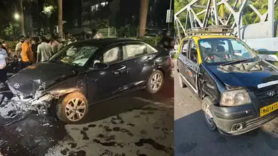 Vehicles involved in two separate Palm Beach Road accidents in Navi Mumbai on Sunday