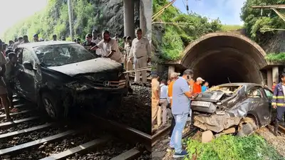 17-year-old's car plunges onto Belapur-Uran railway track in Navi Mumbai, local train halted