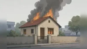 Two men died, and a woman sustained critical burn injuries after a fire broke out at a house