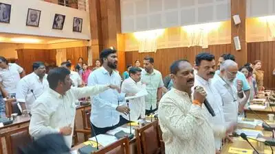 A heated exchange broke out between ruling BJP and opposition members over the rendition