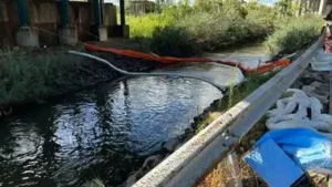 Cleanup crews are working in New Jersey’s Meadowlands after roughly 5,000 gallons of diesel