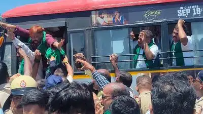 BJP functionaries and workers were detained after a highway blockade near Bada Cross escalated