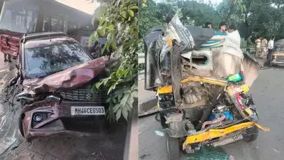 Five people were injured in a pile-up on the Sion-Panvel highway caused by an MSRTC bus