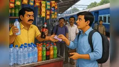 A cold drink vendor at Tumakuru railway station, who collected an extra Rs 11 from a passenger