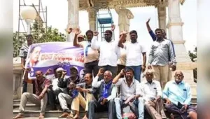 Mysuru: Members of the Dalit Sangharsha Samiti (DSS) staged a protest in the city on Wednesday
