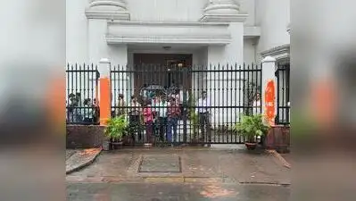 The gates after being painted saffron