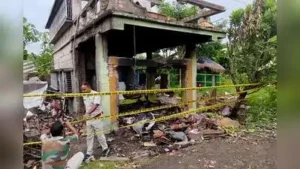 A building in Baruipur devastated in a blast