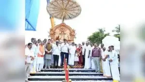 Kannada and Culture and Backward Classes Welfare Minister Shivraj Tangadagi addressing