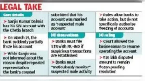 Calcutta High Court — Banks can't freeze accounts merely on 'mule' allegation
