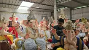 With Ganesh Chaturthi just a week away, clay idol makers in Hubballi-Dharwad are working round