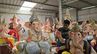 With Ganesh Chaturthi just a week away, clay idol makers in Hubballi-Dharwad are working round