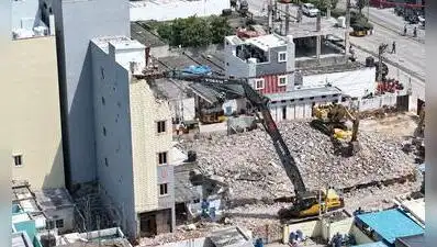 Cyberabad municipal corporation authorities, HYDRAA and DRF demolished four-storey residential