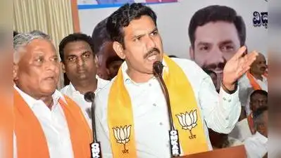 BJP state president BY Vijayendra led a protest march on Friday in Shikaripura, urging