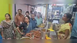 Assistant commissioner Mythri conducts a surprise inspection at food courts in Shivamogga