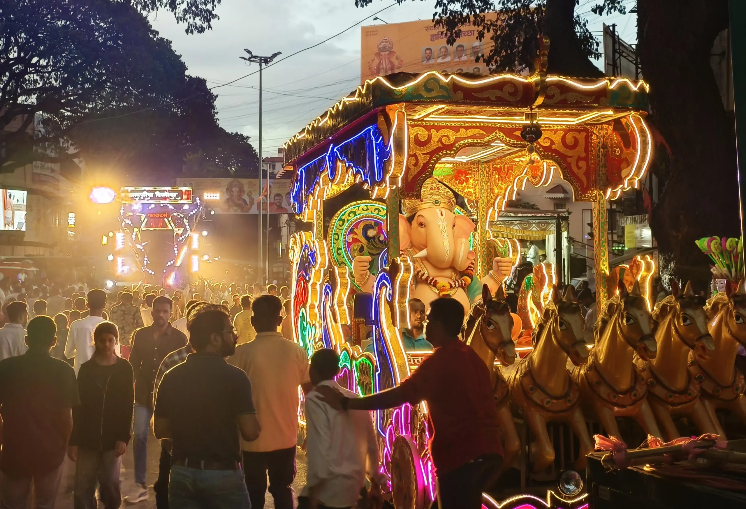 Many carried idols in their arms, while children proudly escorted Bappa home amid chants
