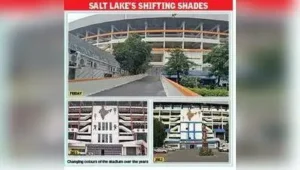 Salt Lake stadium reflects pol changes — From red to blue-white to saffron