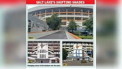 Salt Lake stadium reflects pol changes — From red to blue-white to saffron