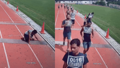CCTV footage shows 25-year-old home guard recruitment candidate Yogendra Singh staggering