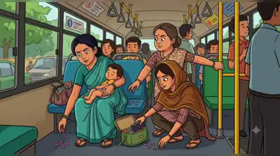 As Roopa placed her bag down and helped her, the other woman took advantage of the distraction