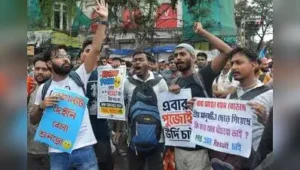 Kolkata: Around 4,000 Bengal Police job applicants staged a protest on Monday, demanding