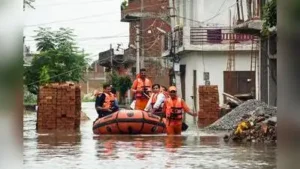 More than 100 houses were inundated as Pandu river rose in Pipauri area of Bidhnu, Kanpur