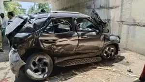 Anjana was seated in the rear seat of the car and was working on her laptop when the vehicle