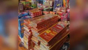 A firecracker shop near Kalupur Circle was sealed on Thursday evening for storing crackers