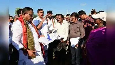 Congress team during their ground inspection near Velli Katta village in Siddipet