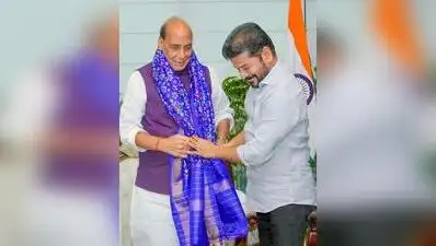 Chief minister A Revanth Reddy meets Defence minister Rajnath Singh in New Delhi on Wednesday