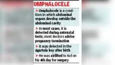 Born with his intestines protruding outside the abdominal cavity, doctors in Agartala referred