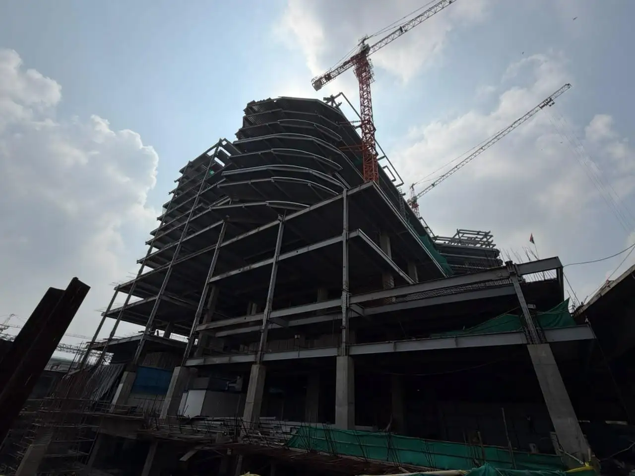 The redevelopment of Ahmedabad railway station is progressing rapidly, with construction