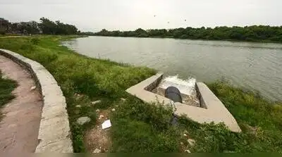 A view at Sanjay jheel where three men who drowned yesterday in east Delhi