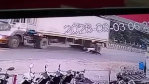 CCTV footage showed the man walking on the roadside as a truck heading towards Ahmedabad passed