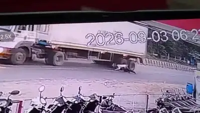 CCTV footage showed the man walking on the roadside as a truck heading towards Ahmedabad passed