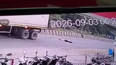 CCTV footage showed the man walking on the roadside as a truck heading towards Ahmedabad passed