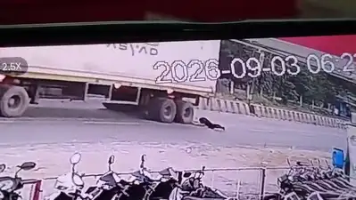 CCTV footage showed the man walking on the roadside as a truck heading towards Ahmedabad passed