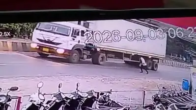 CCTV footage showed the man walking on the roadside as a truck heading towards Ahmedabad passed