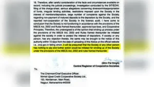 Nirmal Ujjwal Credit Coop Society confronts Liquidation Proceedings