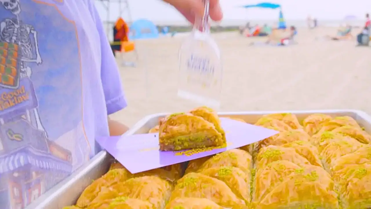 he bought three trays of pre-made baklava from a Middle Eastern grocery store and challenged