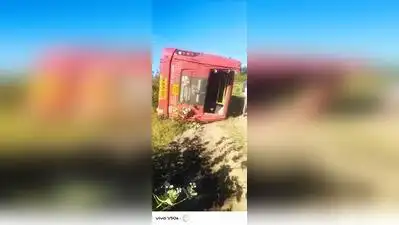 MSRTC bus carrying students turns on its side at Supe Ghat