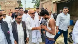Lucknow: Uttar Pradesh Congress president Ajay Rai on Monday visited Atsena village in Budaun