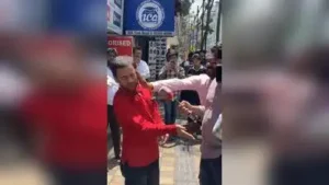 A videograb of the attack on the anti-noise campaigner on Thursday