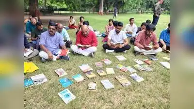 Books replaced placards at Law Garden on Saturday evening as Amdavadis from different walks