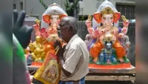 Vinayaka idols made of paper mache are on display at Kosapet as city gears up for Vinayaka