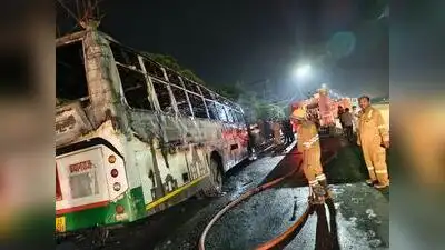 UPSRTC bus gutted after collision, no casualties