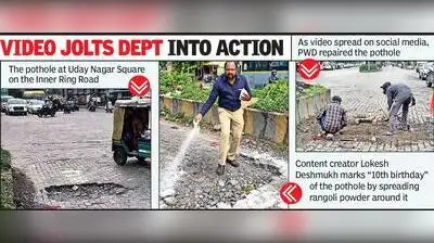 Nagpur: What began as a tongue-in-cheek birthday celebration for a pothole ended with swift