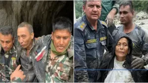 Two people were rescued alive from separate flood-hit sites on Saturday, 10 days after Bhote