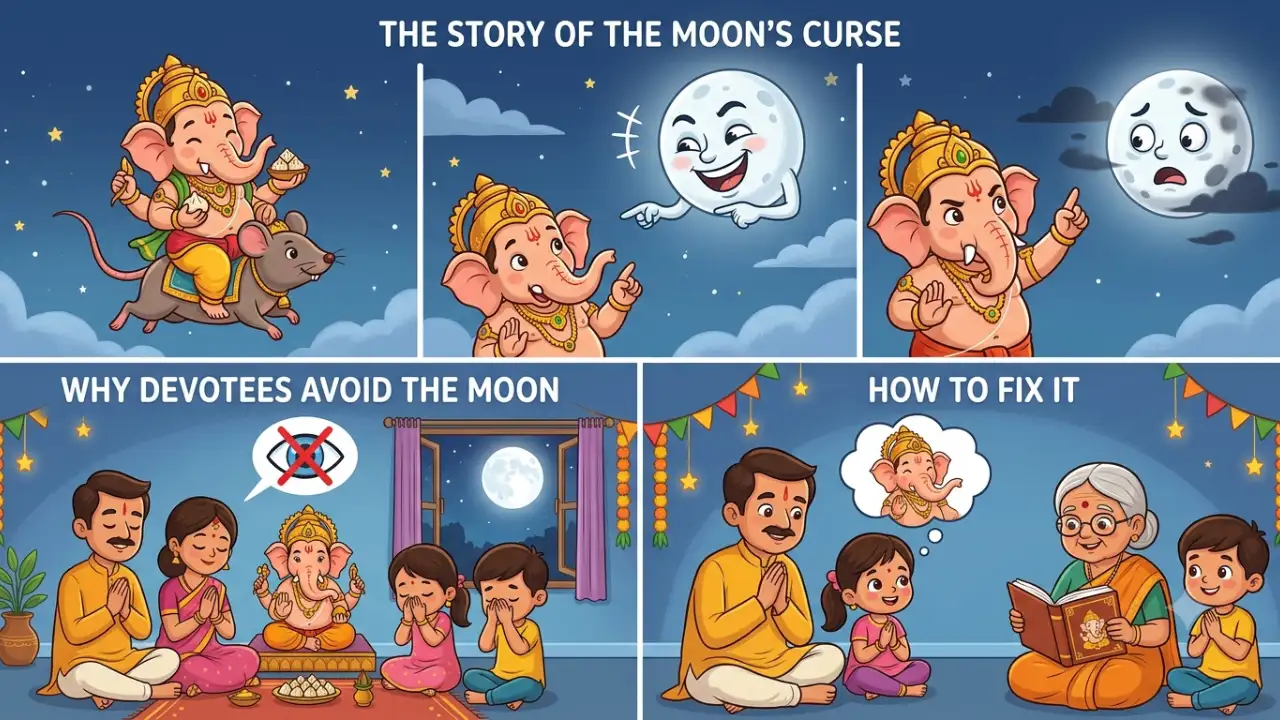 That is the mythological explanation behind the belief that devotees should avoid seeing